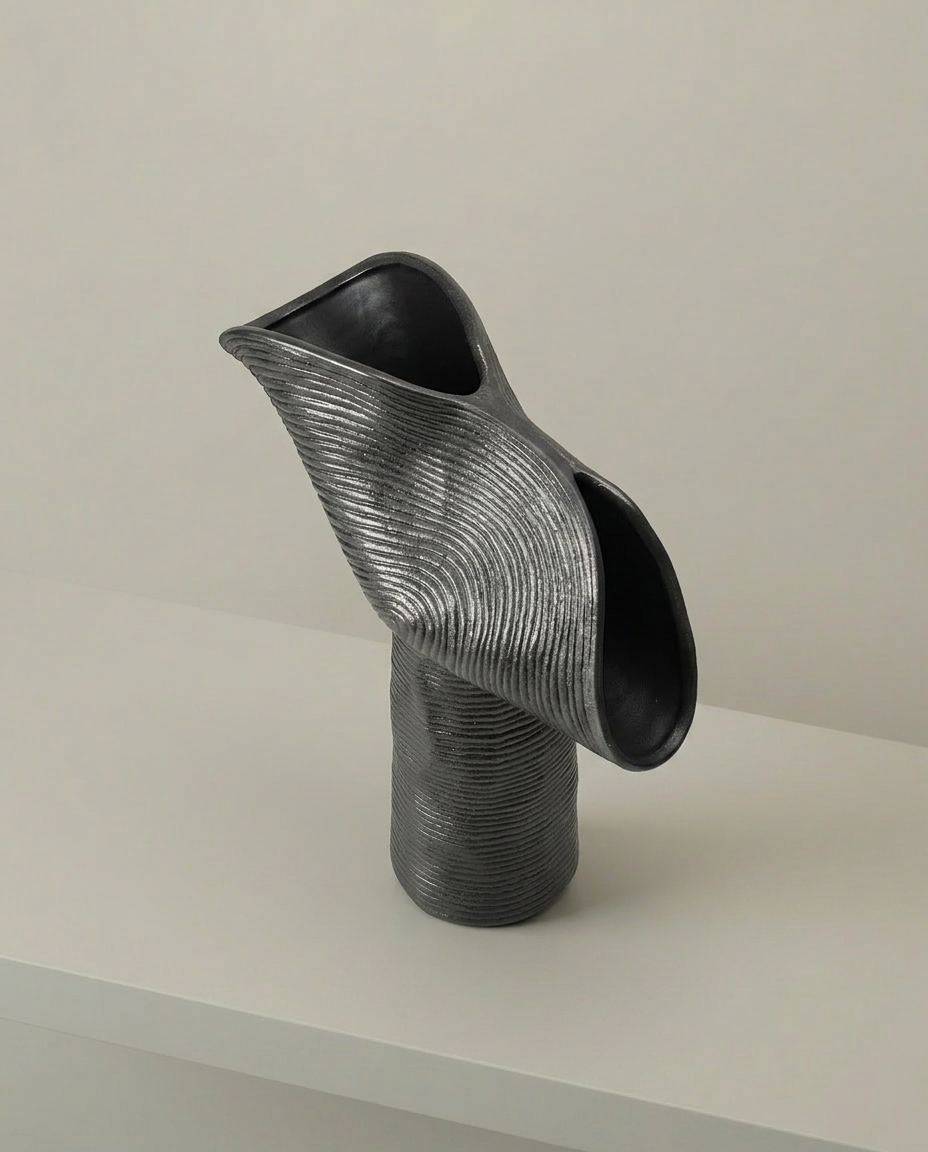 Tilted Swirl Vase, elevated angle view