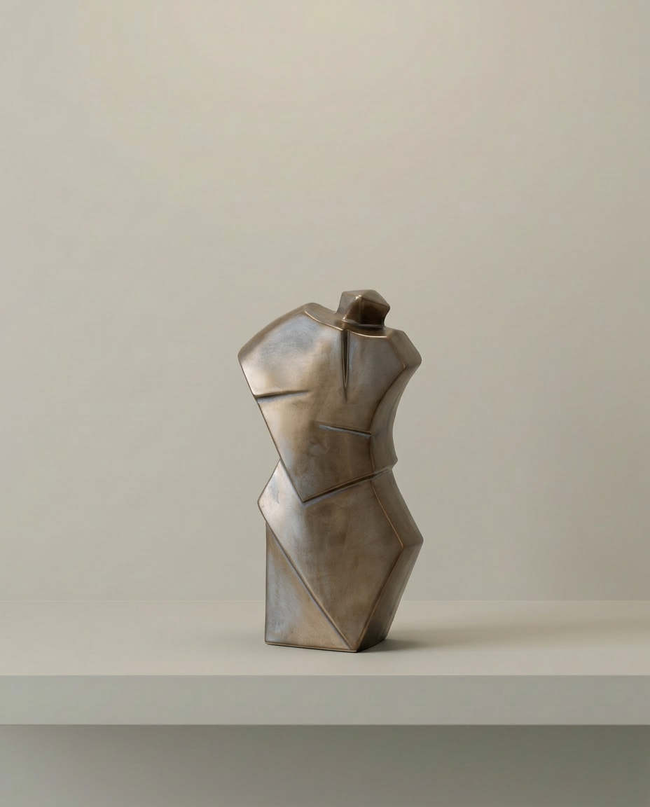 Torso Sculpture, front view on neutral background