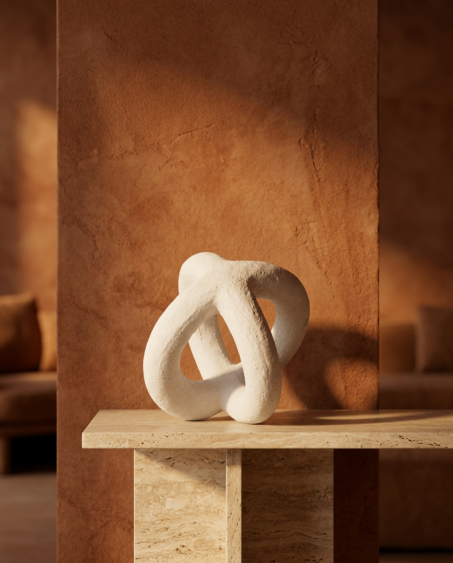 Trefoil Knot Sculpture, styled in a real interior setting
