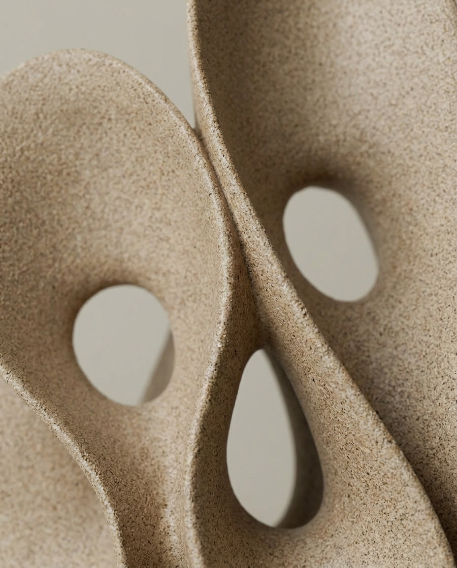 Triple Loop Sculpture, close-up detail showing texture and material