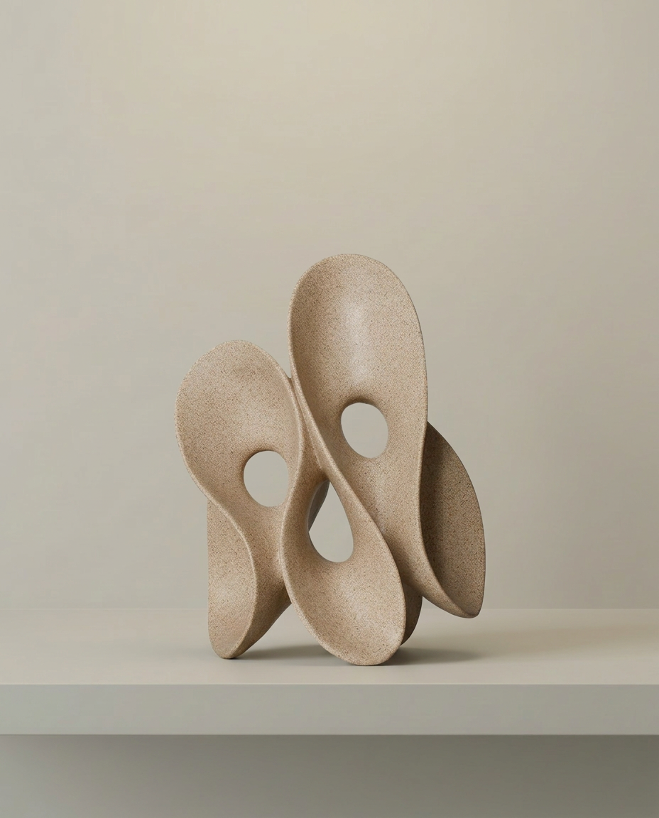 Triple Loop Sculpture, front view on neutral background
