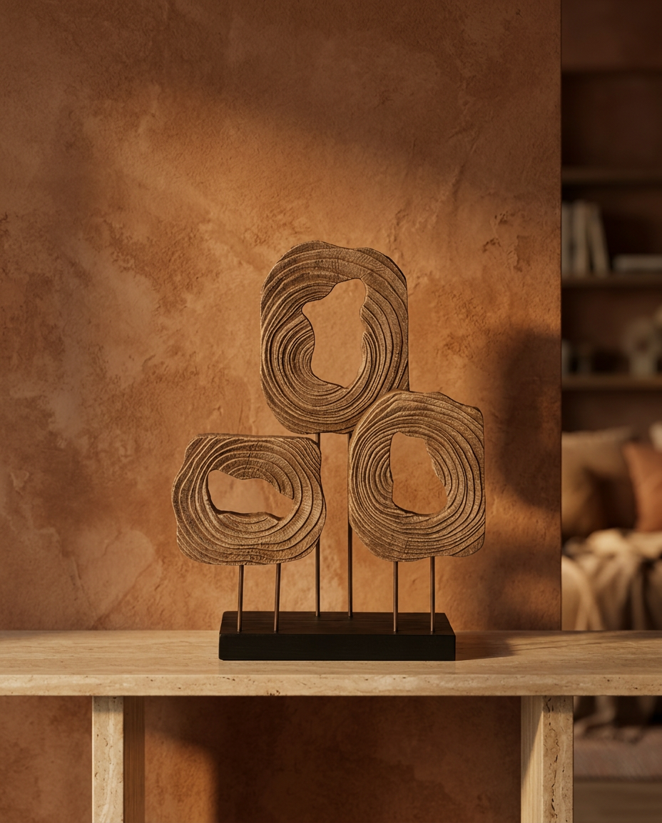 Triple Ring Sculpture, styled in a real interior setting