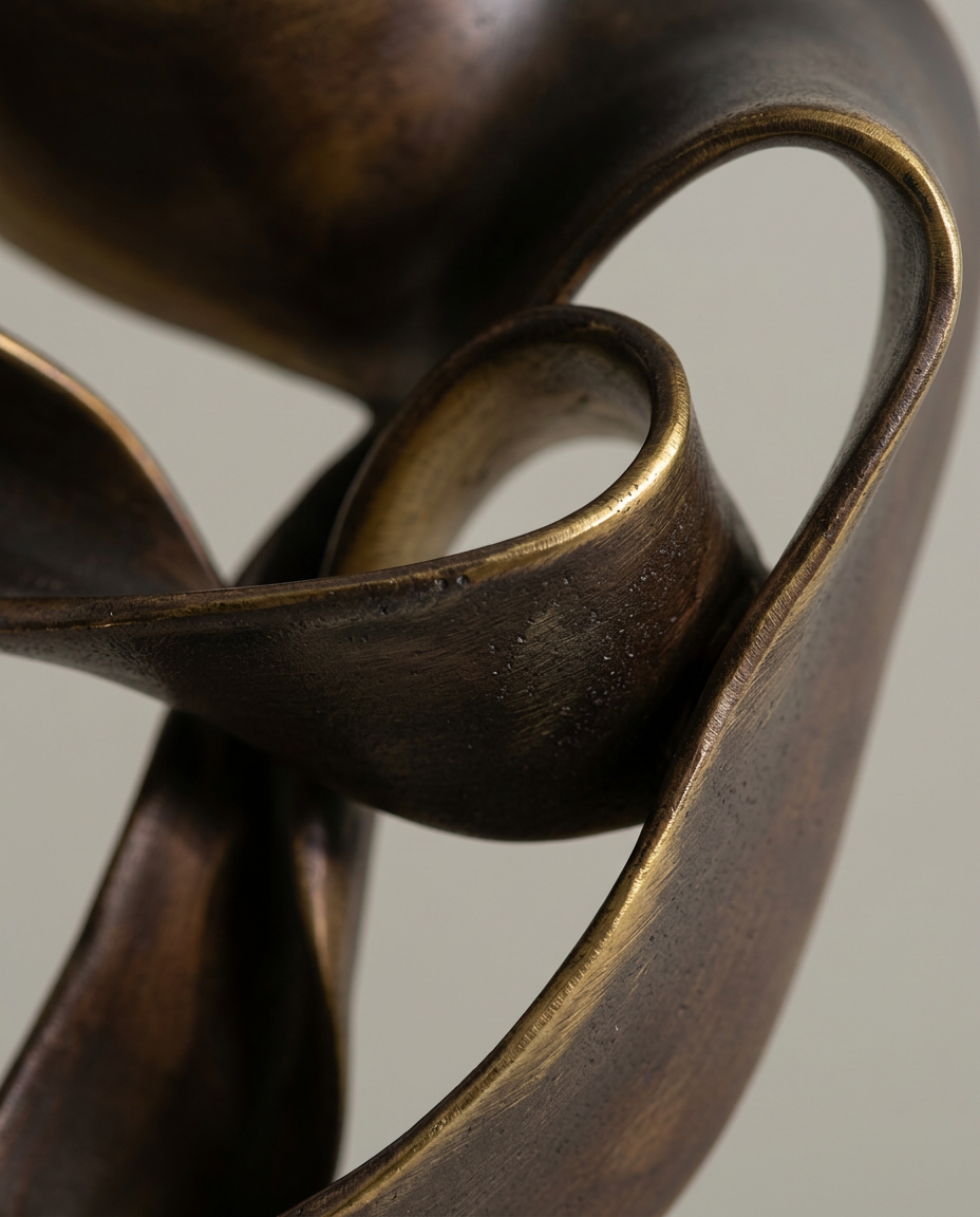 Twisted Bronze Sculpture, close-up detail showing texture and material
