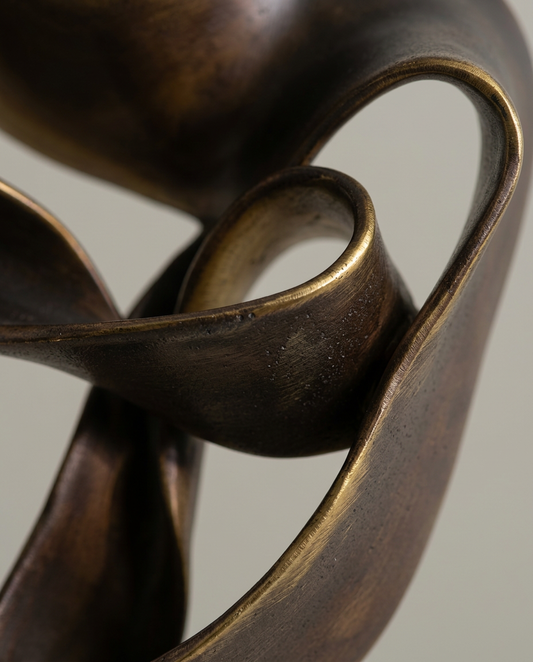 Twisted Bronze Sculpture, close-up detail showing texture and material