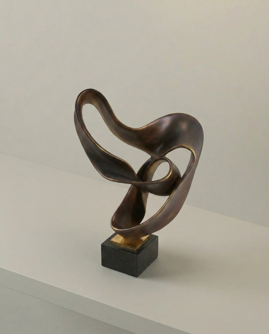 Twisted Bronze Sculpture, elevated angle view