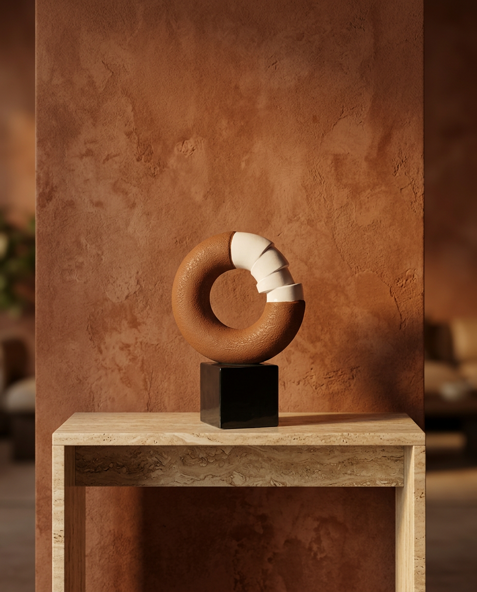 Two-Tone Ring Sculpture, styled in a real interior setting