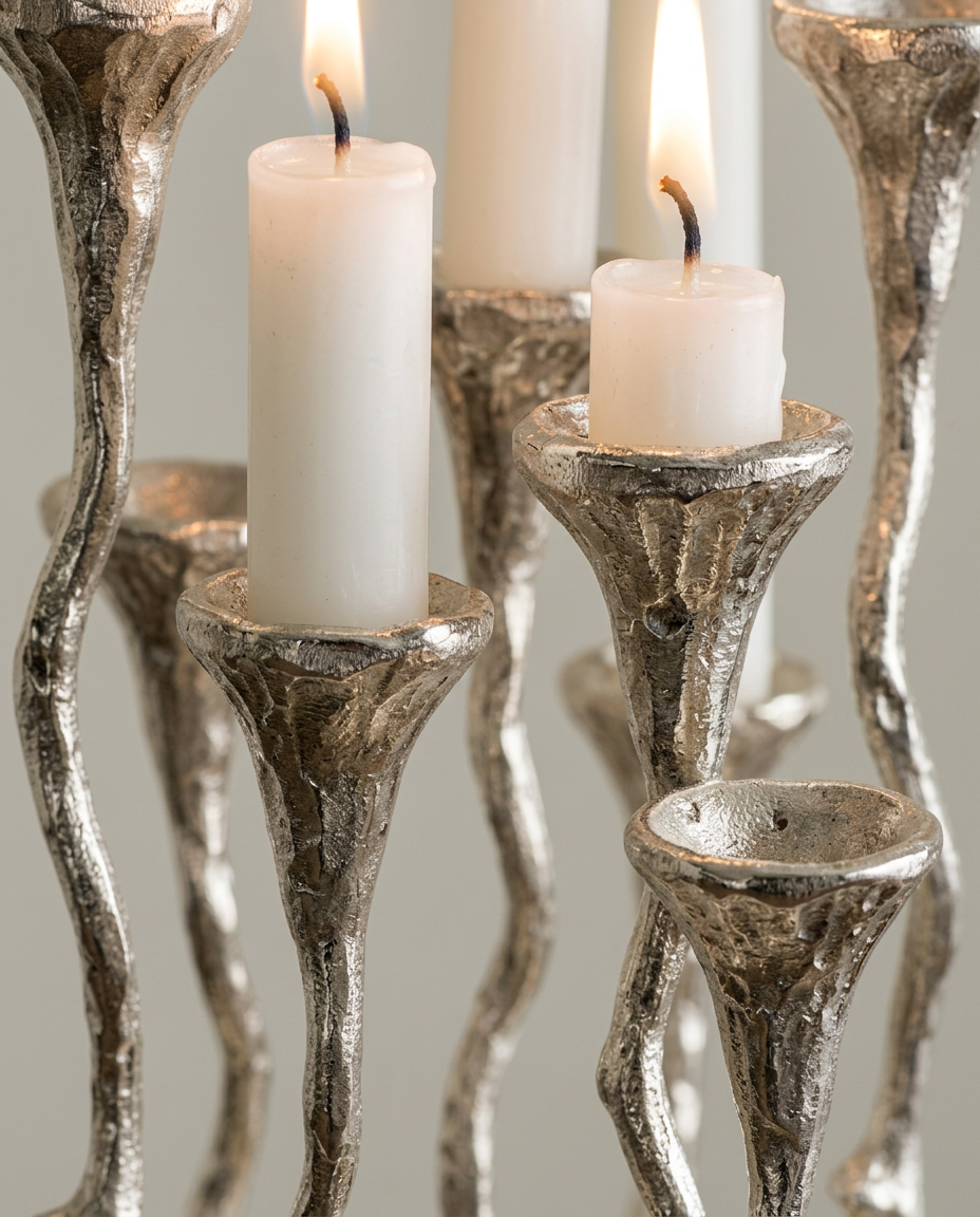 Vine Taper Candle Holders, Set of 4, close-up detail showing texture and material