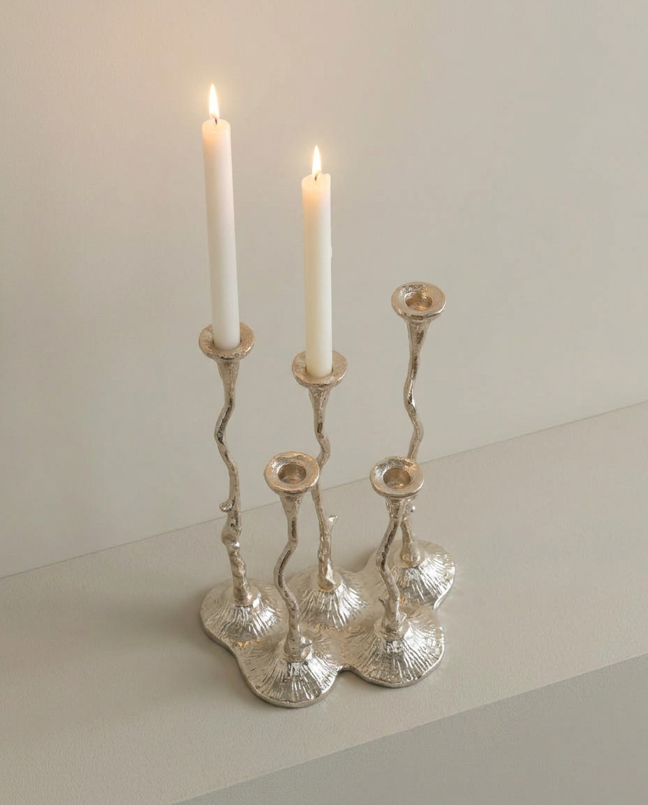 Vine Taper Candle Holders, Set of 4, elevated angle view