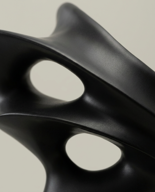 Wave Form Sculpture, Charcoal, close-up detail showing texture and material