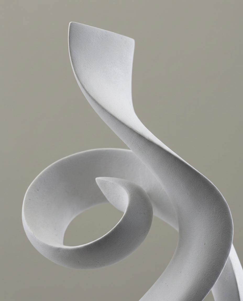 White Ribbon Sculpture, close-up detail showing texture and material
