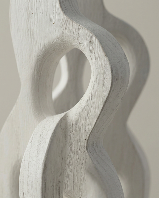 Whitewashed Loop Sculpture, close-up detail showing texture and material