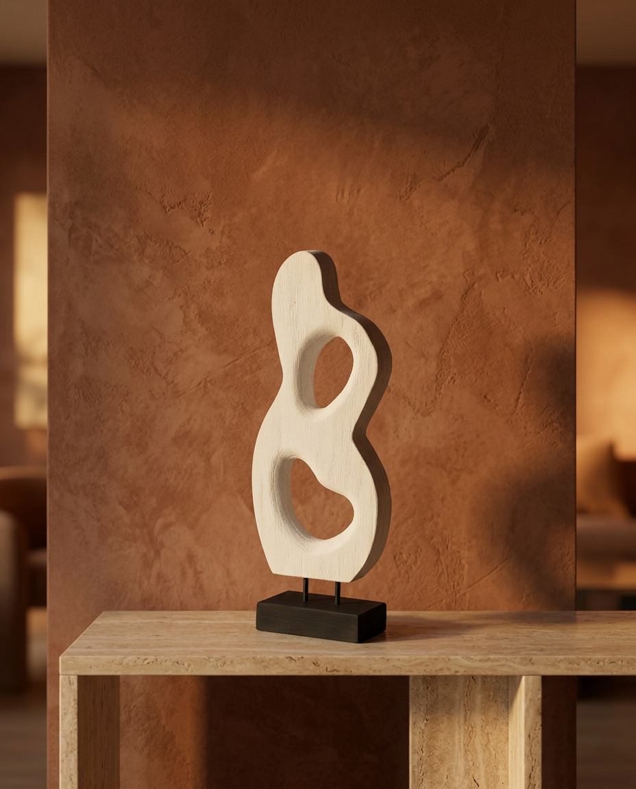 Whitewashed Loop Sculpture, styled in a real interior setting