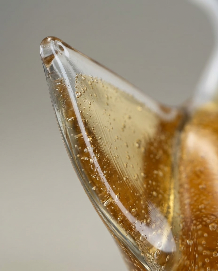 Wing Glass Tray, Amber, close-up detail showing texture and material