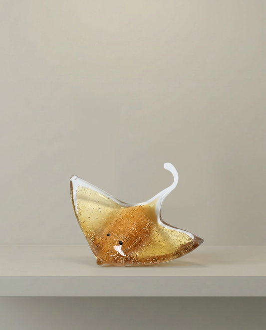 Wing Glass Tray, Amber, front view on neutral background