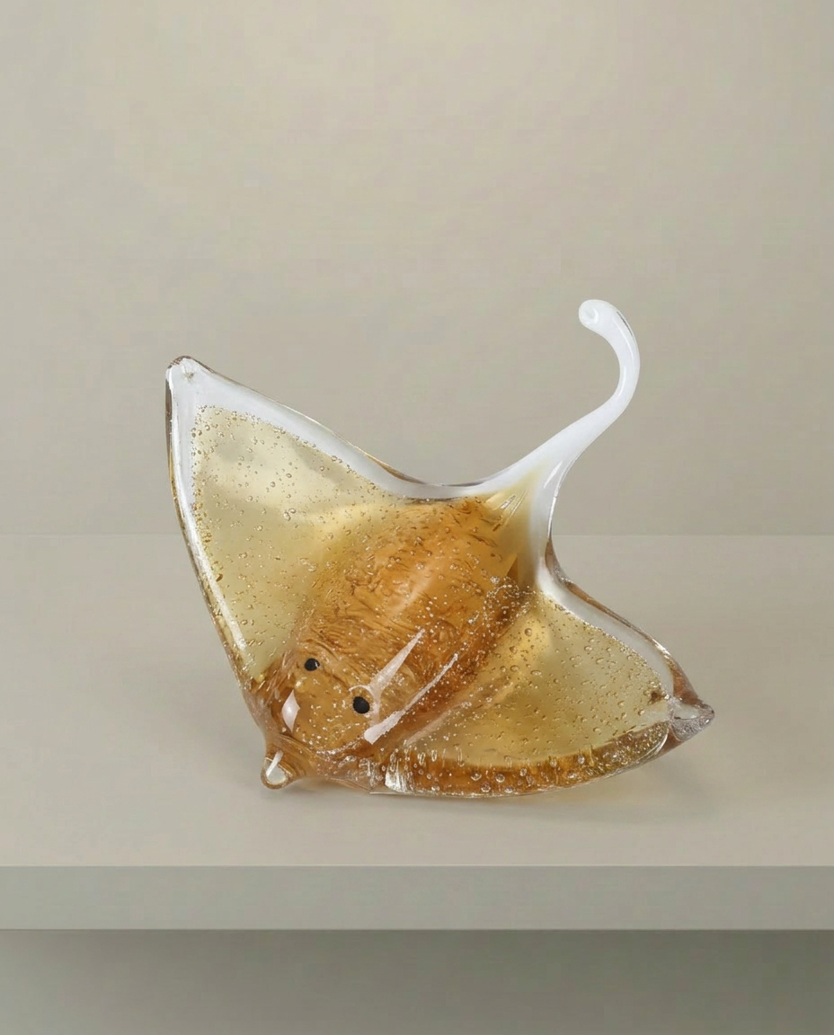 Wing Glass Tray, Amber, elevated angle view