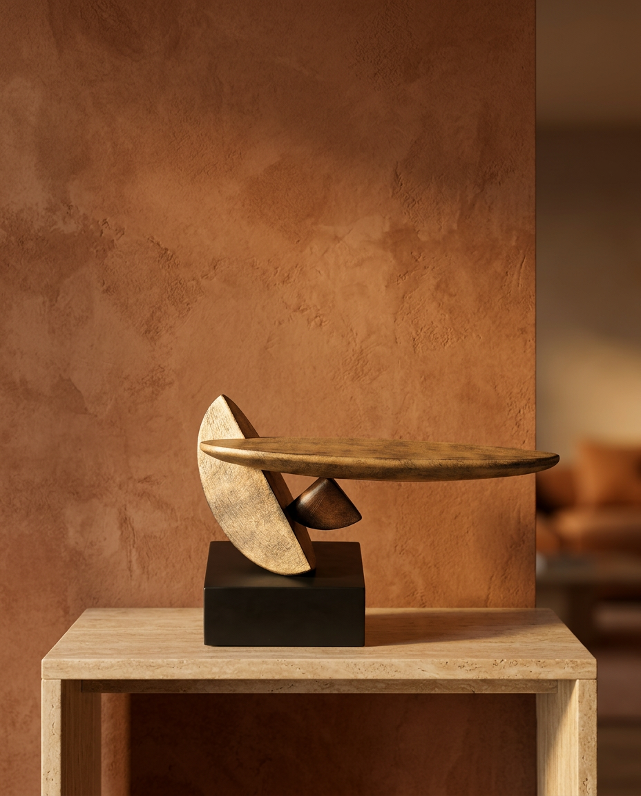 Wood Blade Sculpture, styled in a real interior setting