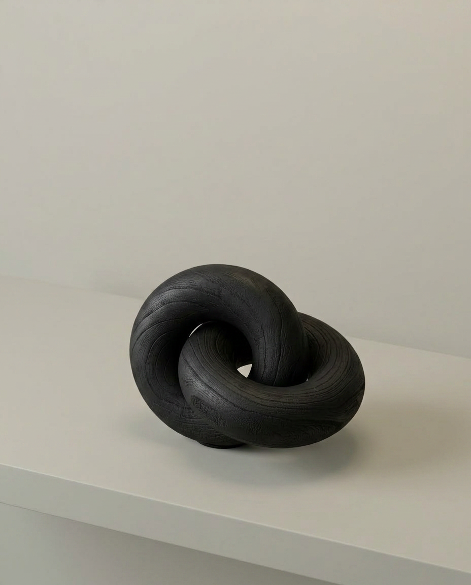 Wood Knot Sculpture, Black, elevated angle view
